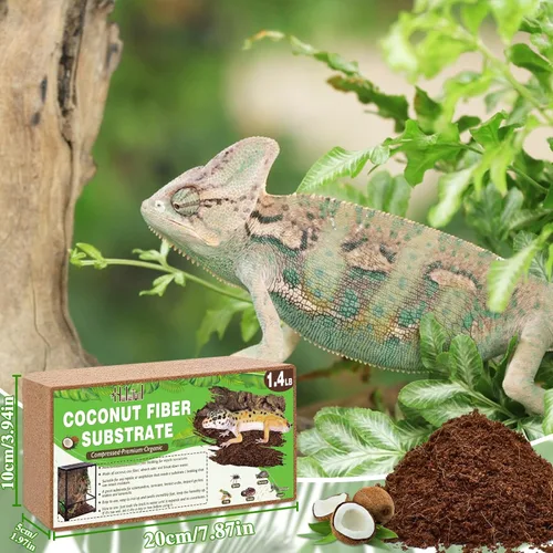 Miniatura 2 de Halatool 0.64kg de fibra de coco sustrato para cama de reptiles, sustrato natural de cáscara de coco para recinto de serpiente y tarántula, hábitat