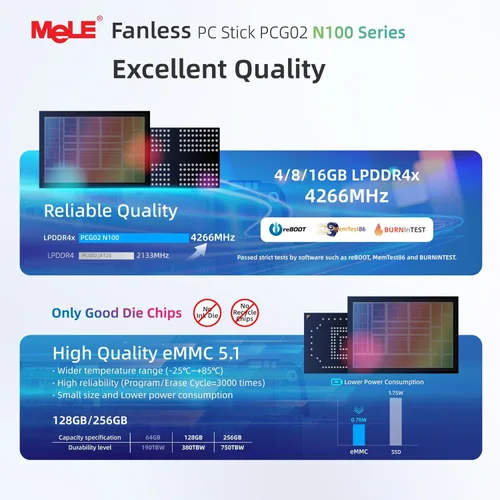 Miniatura 7 de MeLE Mini PC Stick sin ventilador PCG02 con Windows 11 Home, 12th N100 4GB 128GB, Mini computadora de escritorio, soporte 4K HDMI, PXE desbloqueado