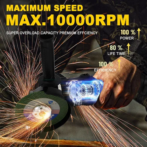 Miniatura 2 de Amoladora angular inalámbrica compatible con batería Dewalt de 20 V, amoladora sin escobillas de 10000 RPM de 4-1/2 pulgadas, amoladora de potencia