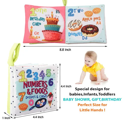 Miniatura 5 de Libros para bebés, regalos de juguetes para bebés, libros arrugados de tela para bebés, bebés de 0-3-6-12-18 meses, juguetes de aprendizaje temprano