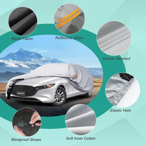 Miniatura 6 de GUNHYI - Funda impermeable para automóviles para todo tipo de clima, funda de 6 capas de alta resistencia para exteriores, protección contra