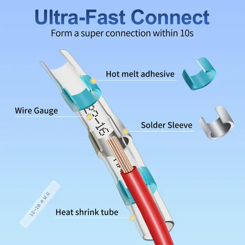 Miniatura 3 de ZIPCCI 120 piezas de conectores de cable de sellado por soldadura - Kit de conectores de tope termorretráctiles para cableado eléctrico