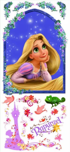 Miniatura 2 de RoomMates Disney - Calcomanías de pared gigantes de Rapunzel enredadas, morado, juego de 18 calcomanías, vinilo, extraíble, sin residuos pegajosos
