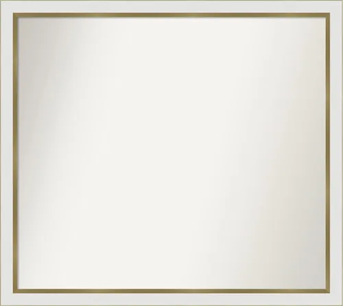 Miniatura 344 de Amanti Art Espejo de baño blanco para sobre el fregadero, 30 x 35 pulgadas, espejo de tocador rectangular estrecho de Eva de oro blanco, marco