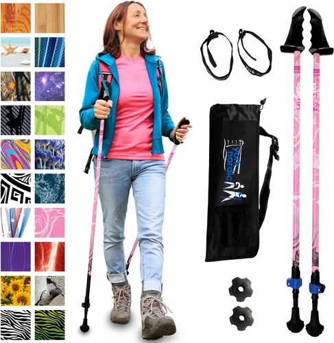 York Nordic Motivator - Bastones de caminata para equilibrio y rehabilitación - Agarres de estabilidad patentados - Ligeros, ajustables y plegables