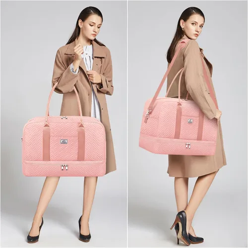 Miniatura 61 de IBFUN Bolsas de fin de semana para mujer, bolsa grande de lona para viaje, bolsa de viaje con compartimento para zapatos, 21 pulgadas, juego de 3