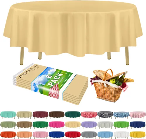 Miniatura 95 de Zimpleware - Mantel redondo de plástico para fiestas de 213 cm (84 pulgadas) de diámetro (paquete de 1, 6 y 12 unidades)
