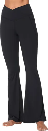 Miniatura 7 de Sunzel Leggings acampanados, pantalones deportivos y cruzados para yoga, con control de abdomen, cintura alta y piernas anchas