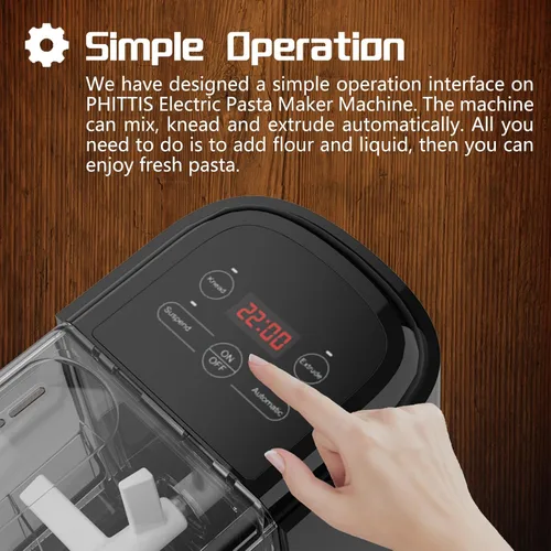 Miniatura 4 de Máquina eléctrica de pasta, máquina automática para hacer pasta, con 8 discos para espaguetis y fettucina y más, máquina de fideos fácil de limpiar