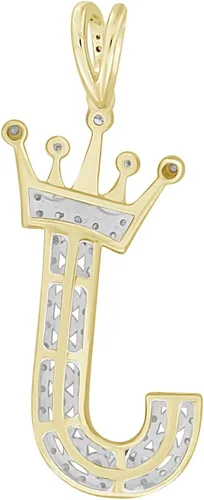 Miniatura 3 de Eternal Bliss Dije redondo de diamante natural con letra A a Z para hombre, oro amarillo de 10 quilates