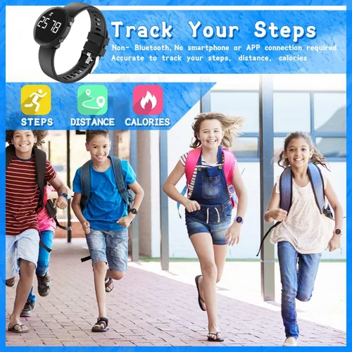 Miniatura 2 de Reloj digital de seguimiento de fitness para niños, deportes al aire libre, reloj de pulsera para niños y niñas, impermeable, con reloj despertador
