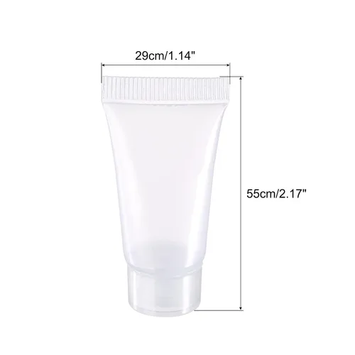 Miniatura 2 de PATIKIL Tubo de compresión de 0.17 fl oz, paquete de 50 tubos cosméticos vacíos de plástico con tapa abatible para viajes domésticos, transparente