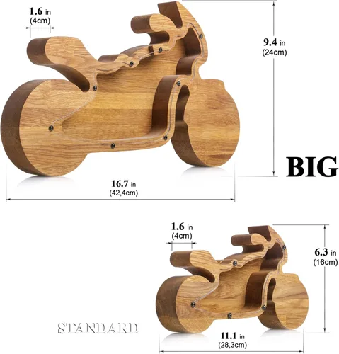 Miniatura 3 de Hucha de madera para motocicleta, bicicleta de madera Montessori, para adultos, niños, niñas, banco de monedas, regalo inspirador, caja de dinero