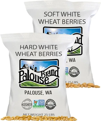 Miniatura 16 de Marca Palouse Certificada Libre de Residuos de Glifosato Grano de Trigo Duro Blanco 15 Libras Paquete de 3 Cultivado por una Familia