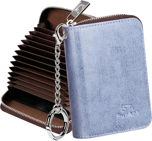 Miniatura 9 de FurArt Cartera con Cremallera para Mujeres, Cartera con Bloqueo RFID para Tarjetas de Crédito, Portador de Tarjetas de Presentación, Cartera Llavero