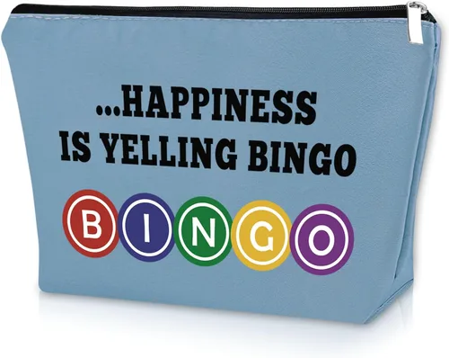 Miniatura 12 de Sazuwu Bingo Regalos Bolsa de Maquillaje Bingo Amantes Regalos Cosméticos Bolsa de Cumpleaños Regalos de Navidad Bolsa de viaje, Beige, 40 W/32 L