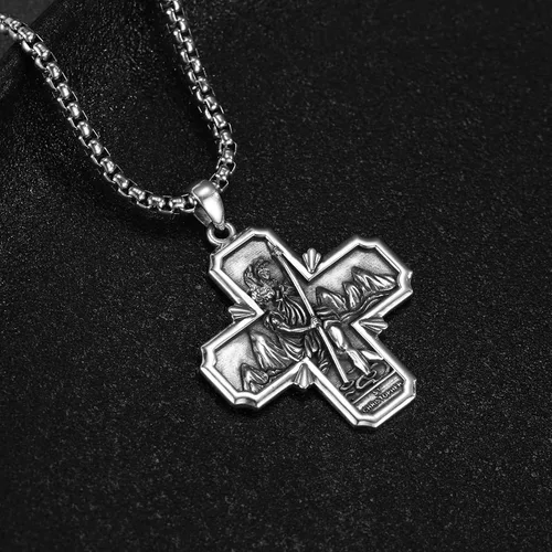 Miniatura 137 de Collar de plata de ley 925 con medalla de San Patrón, colgante de protección católica, amuleto, joyería religiosa para hombres y mujeres