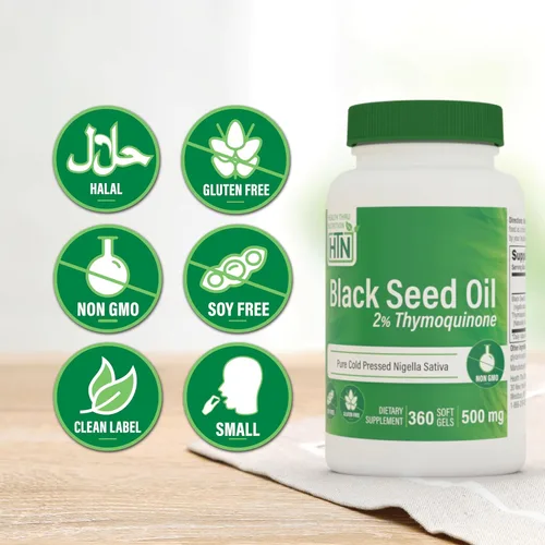 Miniatura 3 de Negro comino aceite de semillas 500 mg Primera prensado en frío – no-gmo, HTN0074, 1