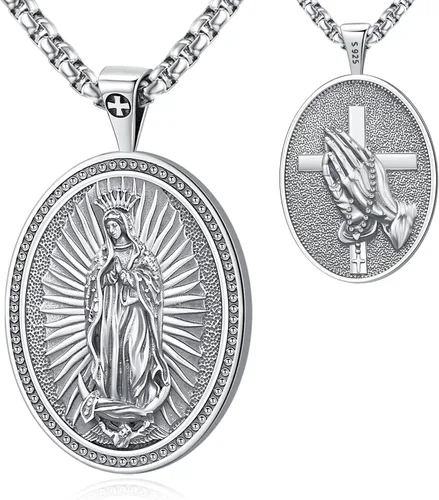 Miniatura 238 de Eusense Saint Necklace Sterling Silver 925 Protection Jewelry for Men Women Patron St Medals Amulet Pendant