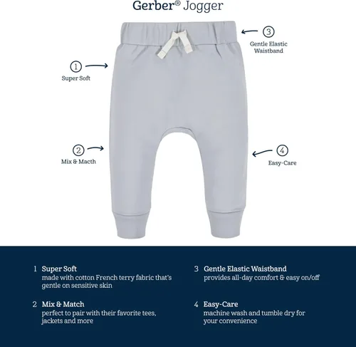 Miniatura 6 de Gerber Paquete de 3 pantalones deportivos para bebés y niños pequeños