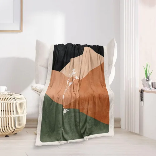 Miniatura 22 de Manta moderna abstracta de color negro y beige, manta bohemia de franela de doble cara, adecuada para adultos y niños en el sofá, automóvil, siesta