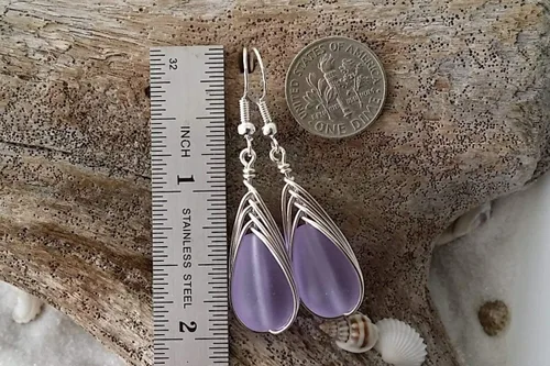 Miniatura 69 de Yinahawaii Handmade Sea Glass Earrings, Hawaiian Jewelry, Wire Braided Earrings Teardrop Earrings, Beach Jewelry Sea Glass Jewelry For Women Cobalt