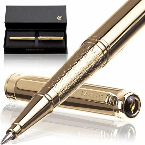 Miniatura 31 de FANSTIK Bolígrafo de lujo negro y dorado, juego de regalo elegante para mujeres, chapado en oro real de 24 quilates, juego de regalo profesional