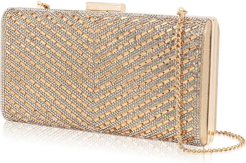 Bolso de mano con diamantes de imitación brillantes para novia, cierre de metal, bolso formal para fiesta y boda, bolsa de noche para mujeres