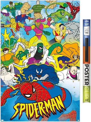 Miniatura 17 de Marvel Comics Spider-Man - Póster animado de pared de los años 90, 34 pulgadas de largo x 22.4 W, versión premium sin marco