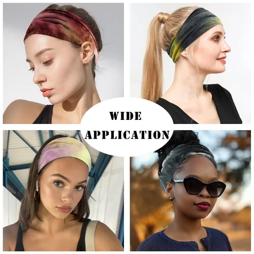 Miniatura 7 de FULZTEY Diademas para mujer, lindas diademas de teñido anudado a la moda, bohemias, elásticas, para yoga, entrenamiento, banda para el sudor
