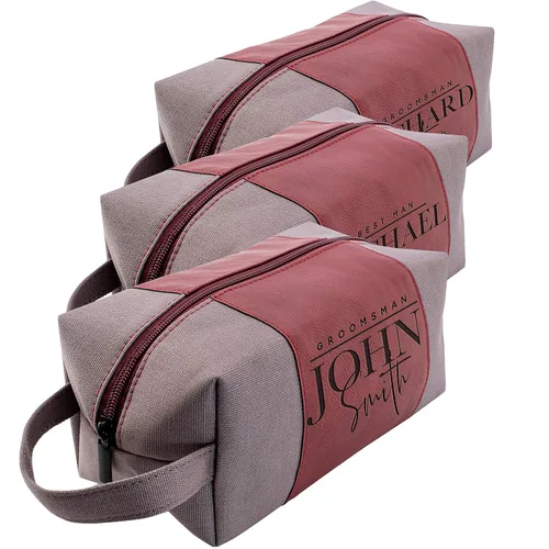 Miniatura 18 de Regalos personalizados para padrinos de boda, bolsas de aseo personalizadas para hombres, regalos de padrino de boda, Beige, Diseño #1, Juego de 3