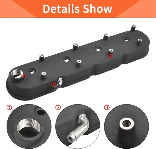 Miniatura 2 de Cubierta de válvula de motores de aluminio fundido con soportes de bobina compatible con GM LS LS1 LS2 LS3 LS6 5.3 6.0 - Negro