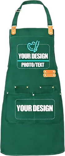 Miniatura 14 de BeautyWill Delantal personalizado personalizado para hombres y mujeres, delantales de cocina personalizados con bolsillos, nombre, texto, logotipo