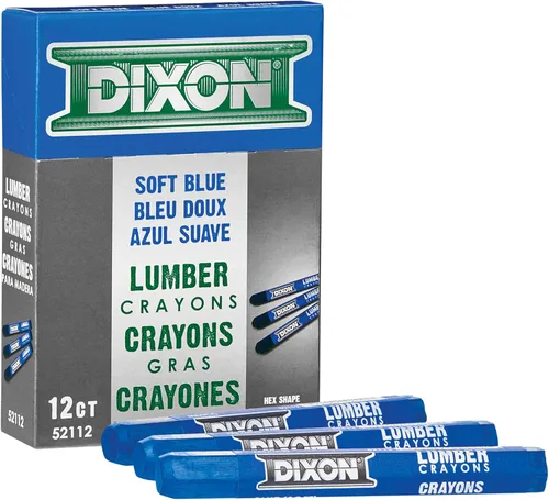 Dixon Crayones industriales para marcado de madera, 4.5 pulgadas x 1/2 pulgadas, hexagonal, azul suave, paquete de 12 (52112)