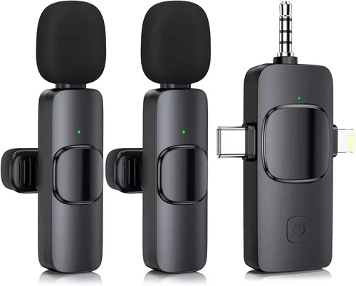 Mini micrófono, micrófono inalámbrico 3 en 1 para iPhone, iPad, Android, cámara, micrófonos de solapa inalámbricos profesionales para grabación,