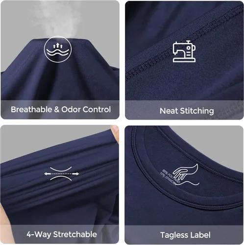 Miniatura 3 de CL convallaria Long Johns Thermal Underwear for Men Soft Fleece Lined Base Layer Cold Weather Top Bottom Set XS-4XL