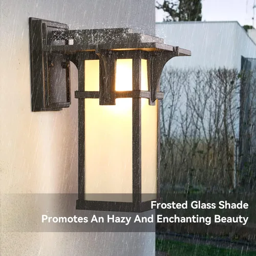 Miniatura 4 de Luces de porche para montaje en pared, farol de pared al aire libre, de aluminio impermeable con vidrio esmerilado, lámparas de pared modernas