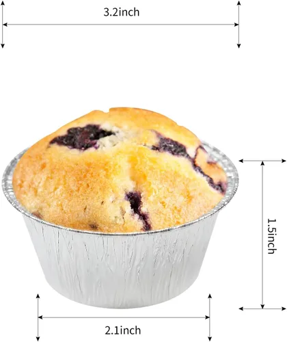 Miniatura 2 de Vasos de aluminio para hornear, Ramekin desechables de 4 onzas, revestimientos de papel plateado para cupcakes, 150 piezas de aluminio para hornear