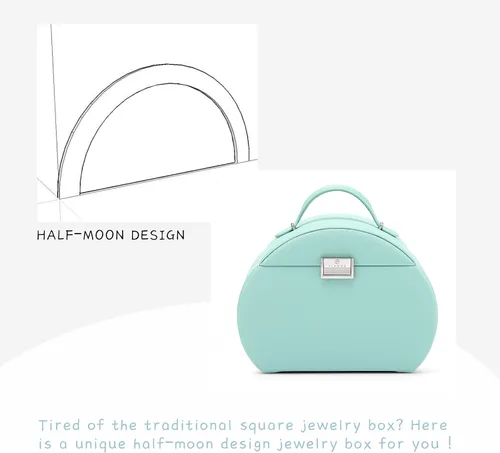 Miniatura 9 de Caja de joyería Vlando para niñas, estilo princesa, diseño de media luna (color verde)
