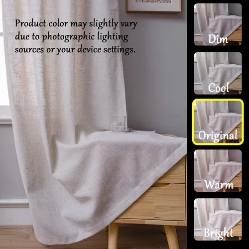 Miniatura 7 de Beda Home - Paneles de cortina con textura de lino para cocina, sala de estar, filtrado de luz, paneles cortos rústicos para ventanas pequeñas