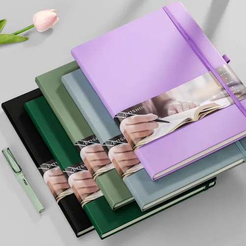 Miniatura 7 de EMSHOI Diario punteado, 8.5 x 11 pulgadas, tapa dura de cuero para mujeres y hombres, 192 páginas, cuaderno de cuadrícula de puntos de 100 GSM