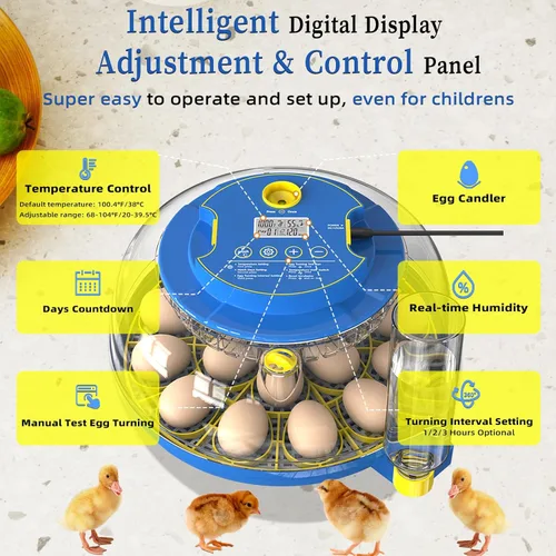 Miniatura 7 de 18 incubadoras de huevos de pollo para incubar huevos con giro automático de huevos y control de humedad, incubadora de aves de corral de alta tasa