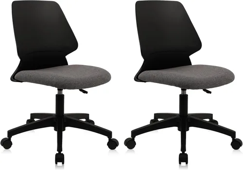 Miniatura 30 de CLATINA Silla de oficina en casa, sin brazos con ruedas, silla de escritorio pequeña de altura ajustable, sillas giratorias de trabajo de malla