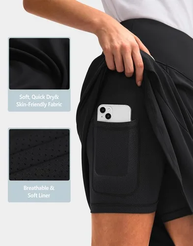 Miniatura 4 de G Gradual Faldas pantalón para mujer con 5 bolsillos de 20 pulgadas de longitud a la rodilla, falda de golf modesta larga, faldas atléticas de tenis