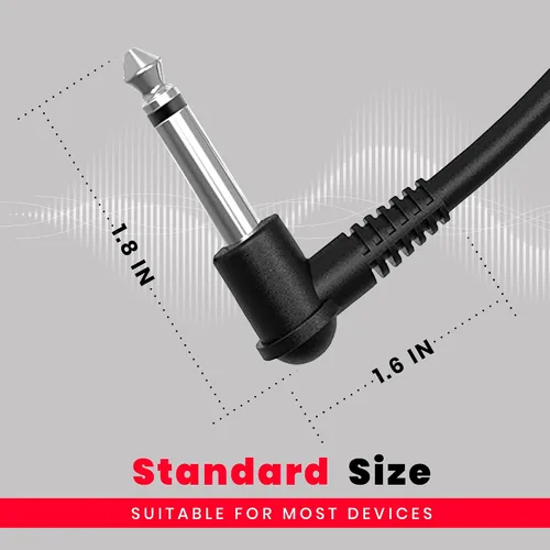 Miniatura 4 de Miracle Sound Cable de guitarra de 3 pies para efectos de pedalera con enchufe de ángulo recto, ideal para guitarra eléctrica y bajo, cable