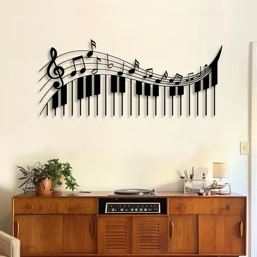 Miniatura 2 de Yemwot Nota de metal musical para pared, notas musicales y arte de pared de metal para piano, decoración de notas, decoración de piano, letrero