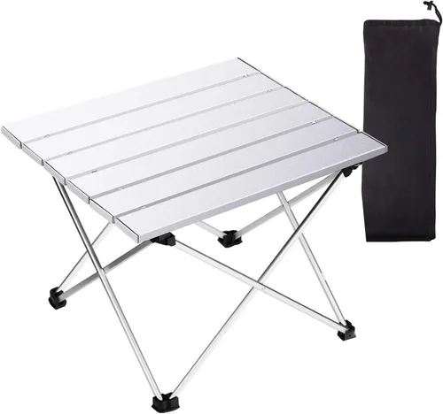 Miniatura 12 de Tesouro Mesa de camping portátil, mesa auxiliar plegable de aluminio para cocinar al aire libre, senderismo, viajes, picnic (albaricoque-grande)