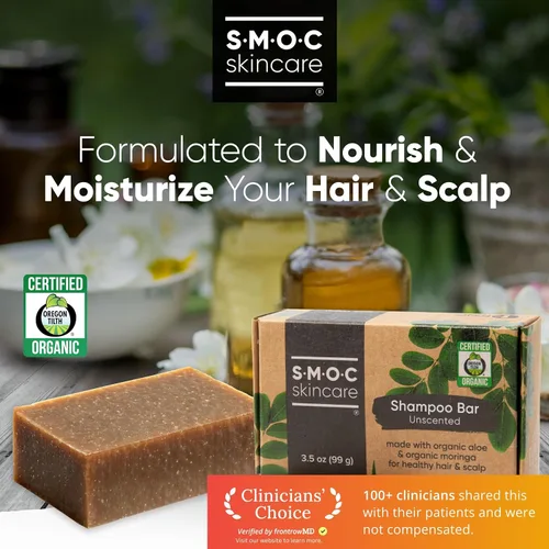 Miniatura 4 de Barra de champú orgánica certificada para cabello seco a normal, romero y moringa para el crecimiento del cabello, aloe y aceite de oliva virgen