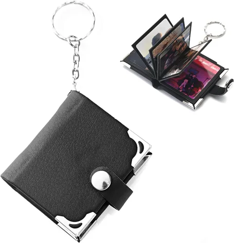 Miniatura 6 de Llavero personalizado con foto personalizado álbum de fotos de cuero llavero bolsillo mini álbum de fotos
