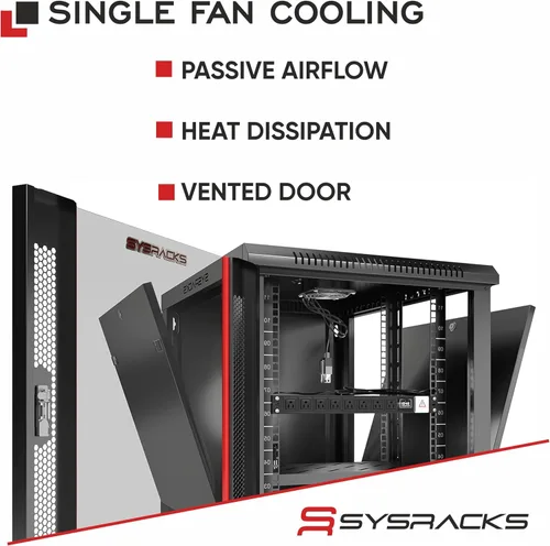 Miniatura 2 de Rack de servidor de laboratorio doméstico de montaje en pared 9U – Gabinete de red de bloqueo de 19 pulgadas, enrutador profundo de 18 pulgadas